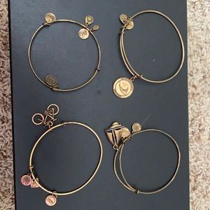Set of 4 alex & ani bracelets. Includes bike, Nantucket Island, c, and boat